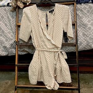NWT/Black & White Romper W/ a Wrap Around Tie
